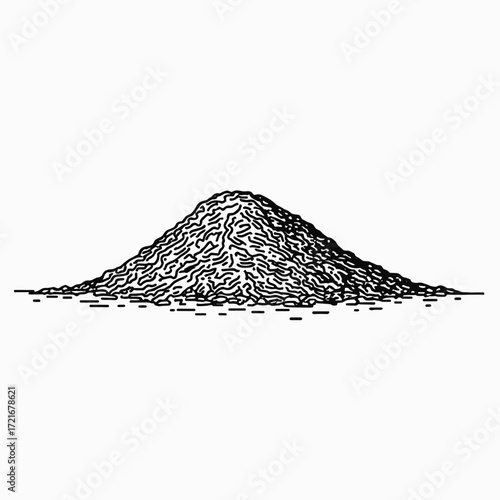 Heap of granulated substance in monochrome illustration  