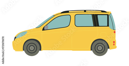 Yellow passenger minivan on a white background - Vector illustration