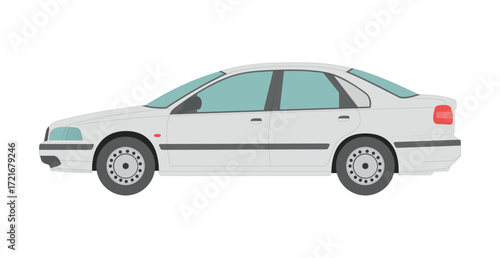 Light modern sedan on a white background - Vector illustration