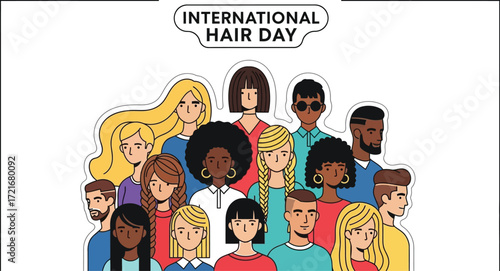 Diverse group celebrates international hair day with various hairstyles