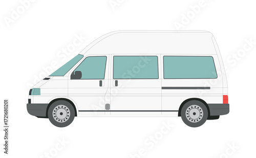 Big white passenger truck isolated on white background - Vector illustration