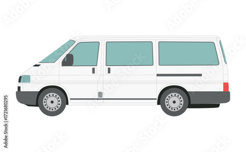 Big white passenger truck isolated on white background - Vector illustration