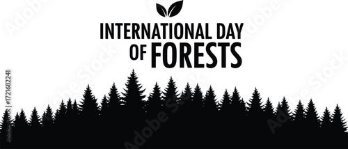 International day of forests celebrated with trees and leaf symbol