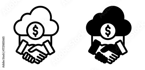 Cloud Business Icon  Collection line & Mixed Style 