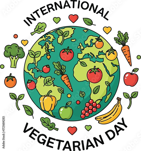Celebrating international vegetarian day with fruits and vegetables
