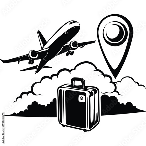 illustration of a suitcase with travel icons