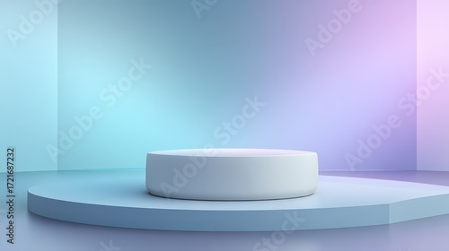 Modern Gradient Pedestal Display in a Colorful Minimalist Space