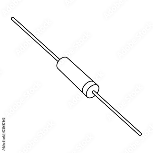 Rectifier diode editable stroke on white background. Electronic passive component. Vector outline icon. illustration EPS 10.