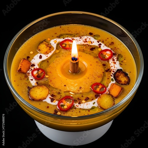 Golden Christmas Soup with Candlelight Effect – Winter Root Vegetable Cream Soup