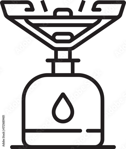Black Outline Icon Of A Portable Camping Stove With Gas Canister cooking outdoor