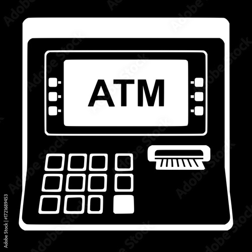 Modern atm machine icon displaying atm text ready for financial transactions