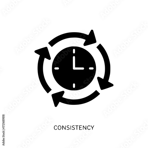 Clock with arrows icon representing time consistency and workflow management