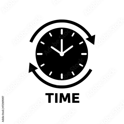 Modern clock icon with circular arrows symbolizing time passing and timeliness