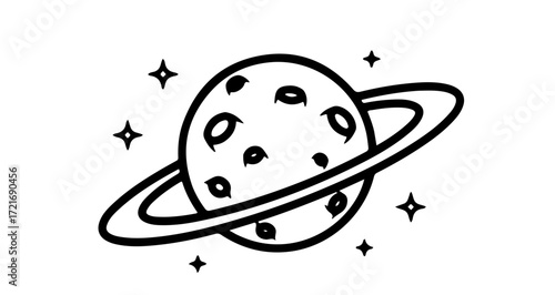 Illustration of a planet with rings, a celestial body in outer space
