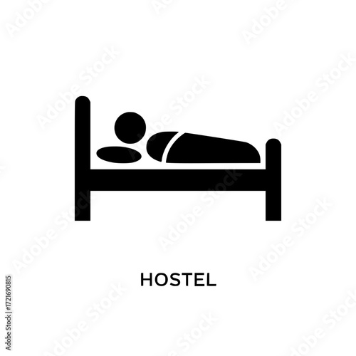 Hostel icon representing a person sleeping in a bed a simple graphic symbol
