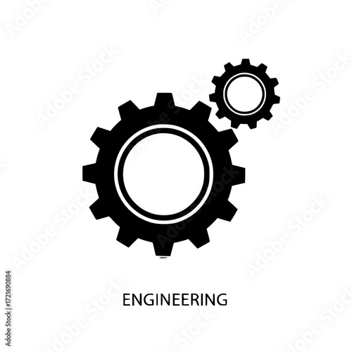 Two interconnected gears symbolizing teamwork and mechanical engineering solutions and innovation