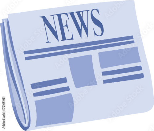 A cartoon illustration of a folded newspaper with the word NEWS in large letters
