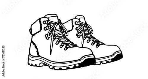 Illustration of hiking boots, perfect for outdoor adventures and trekking themes
