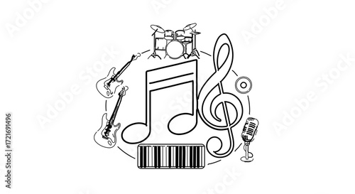 Musical instruments and symbols illustration a vibrant collection of musical elements
