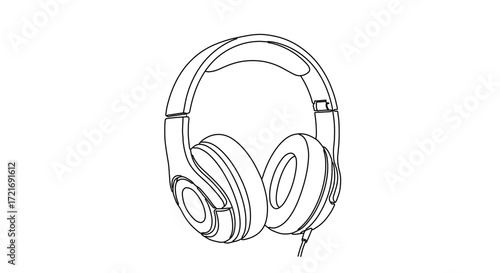 Outline illustration of headphones, perfect for coloring books or simple designs
