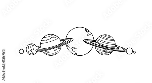 Planets with rings illustration, a celestial bodies in space and astronomy