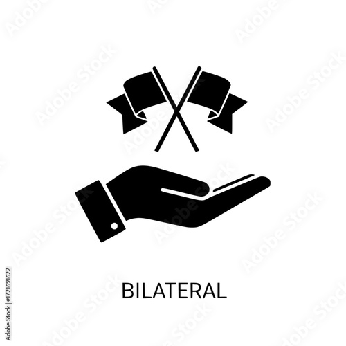 Bilateral hand holding crossed flags symbol for agreement partnership diplomacy and negotiation
