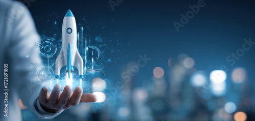The innovative rocket symbolizing entrepreneurship and future growth in a digital world.