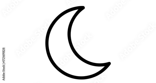 Crescent moon illustration, simple and elegant design for celestial themes and night sky concepts, minimalist art
