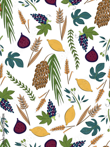 sukkot symbols seamless background