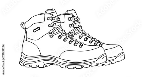 Illustration of a pair of hiking boots, sturdy footwear for outdoor adventures