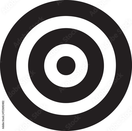 Silhouette bullseye glyph icon representing target, goal, focus, accuracy, and achievement.