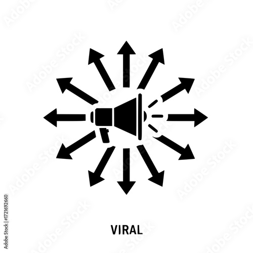 Megaphone radiating arrows symbolizing viral marketing and information spread