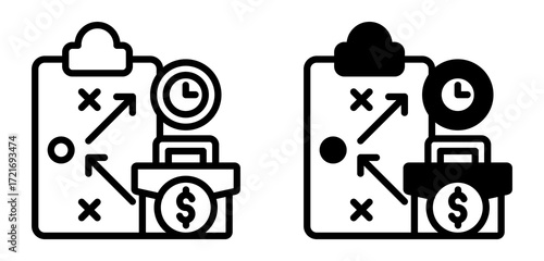 Business Plan Icon Collection line & Mixed Style 