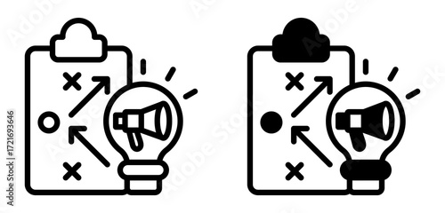 Marketing Plan Icon Collection line & Mixed Style 