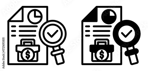 Business Research Icon Collection line & Mixed Style 