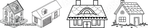 Residential and Living Spaces Icons.house icon set, house silhouette on white background.Smart home icon set. Collection of smart house with automation control system vector illustration