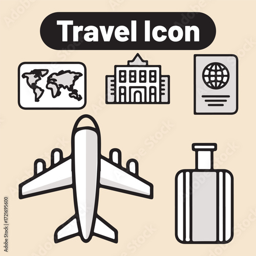 Travel Symbols Icon | Cruise, Beach, Hotel, Vacation Holiday