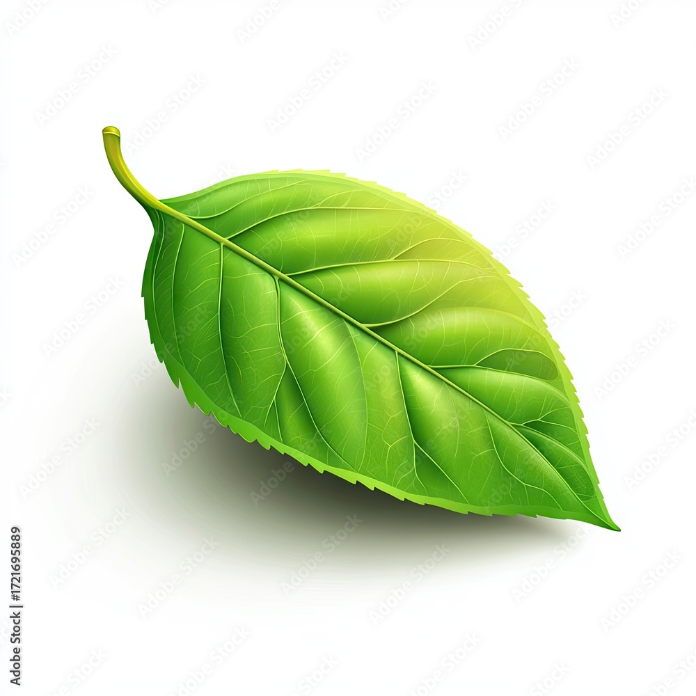 Fototapeta premium Detailed illustration of a vibrant green leaf (3)