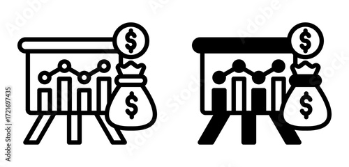 Financial Projection Icon Collection line & Mixed Style 