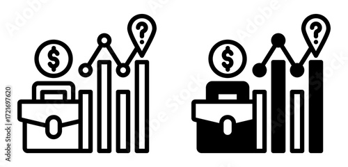 Business Forecast Icon Collection line & Mixed Style 