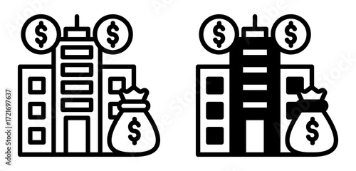 Company Finance Icon Collection line & Mixed Style 