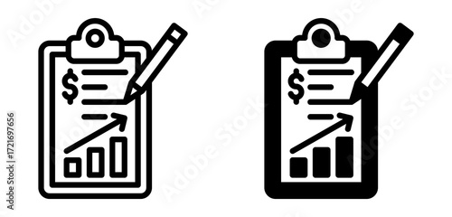 Financial Report Icon Collection line & Mixed Style 