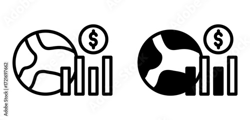 Economic Growth Icon Collection line & Mixed Style 