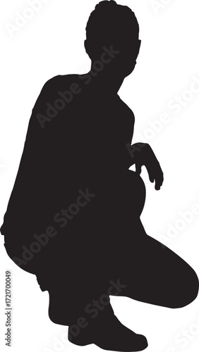 vector,silhouette of a woman squatting