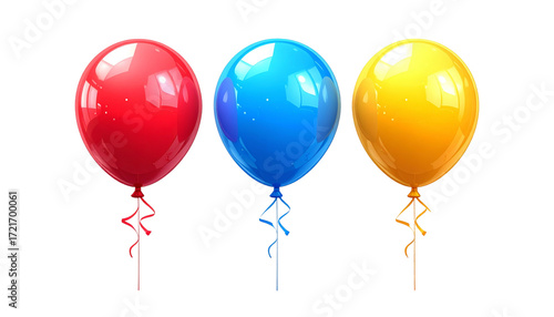 Colorful Party Balloons Variety Set, isolated on transparent background
