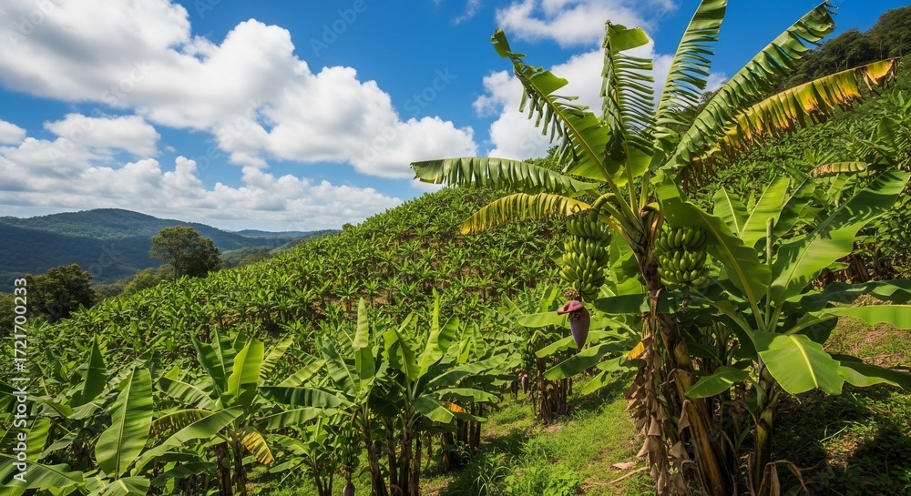 Obraz premium Lush Green Banana Plantation on a Hillside.