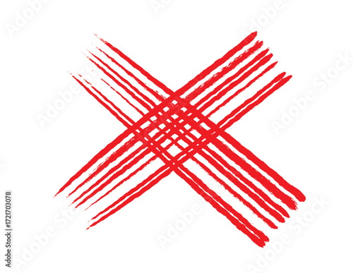 Hand-Drawn Grunge Red X Mark Vector Illustration – Prohibition, Delete, Wrong Symbol