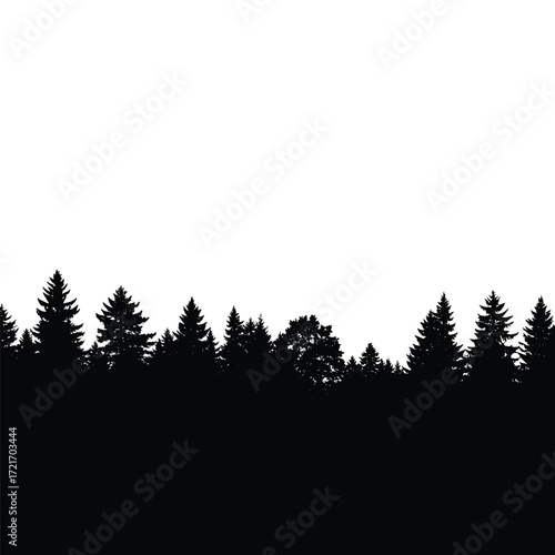 Set of vector nature silhouettes - mountains, trees, mountains and glaciers - design elements - mountain ranges, hills and forests