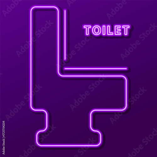 toilet neon sign, modern glowing banner design, colorful modern design trends. Vector illustration.