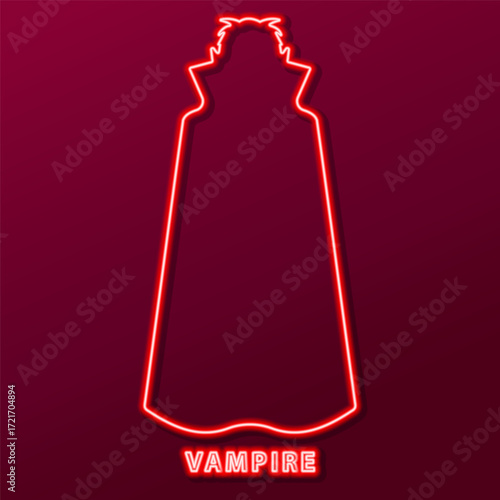 vampire neon sign, modern glowing banner design, colorful modern design trends. Vector illustration.